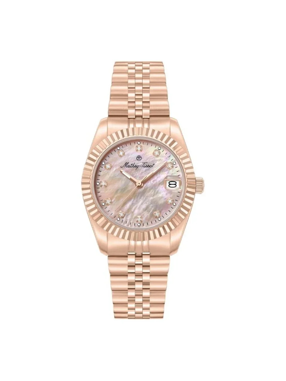 NWT Mathey-Tissot Quartz Rose Gold Mother of Pearl Dial Ladies Watch
